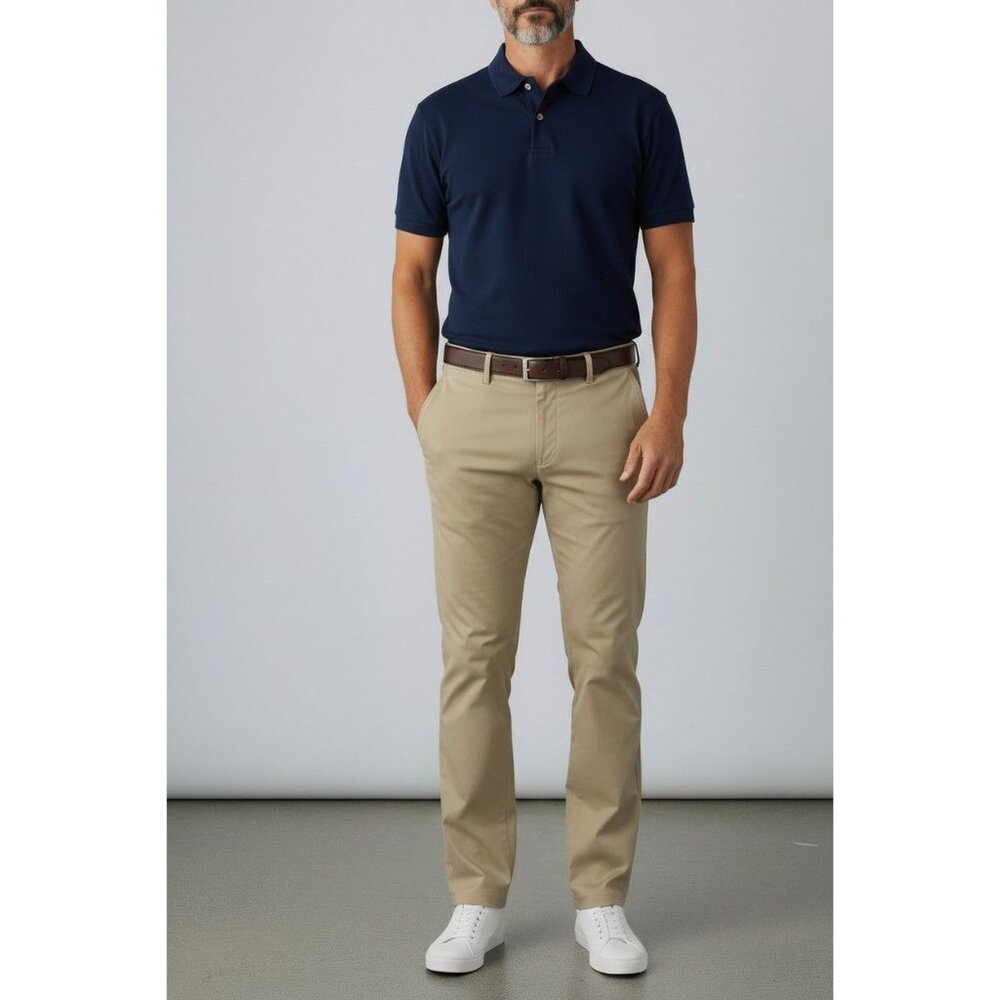 Golfino Mens Beige Golf Pants 40/32 Classic Fit Lightweight Polyester Blend Fron